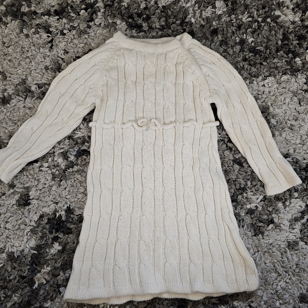 Baby Girls Old Navy Cream Knit Sweater Dress Size 6-12 months
